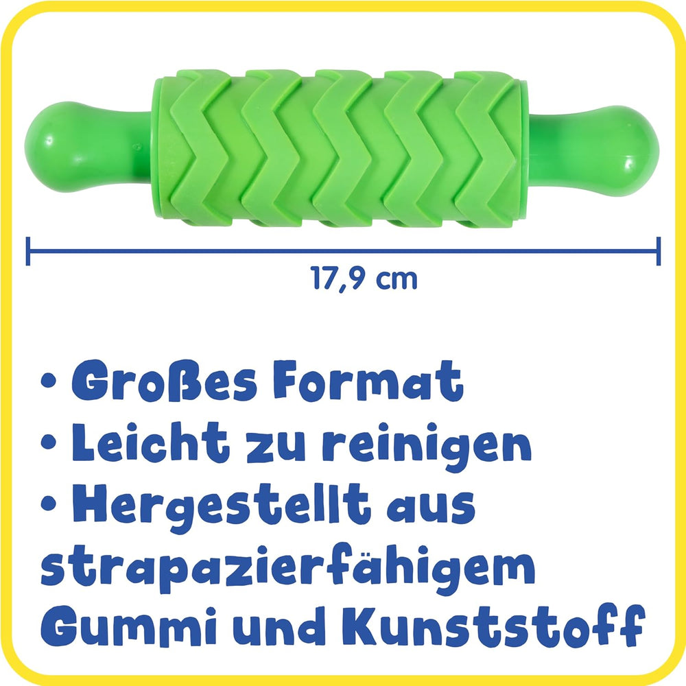 Mal- und Ton-Texturwalzen - 4er-Set - strukturované Knetrollen für Kinder - Vielseitige Muster zum Basteln und Dekorieren