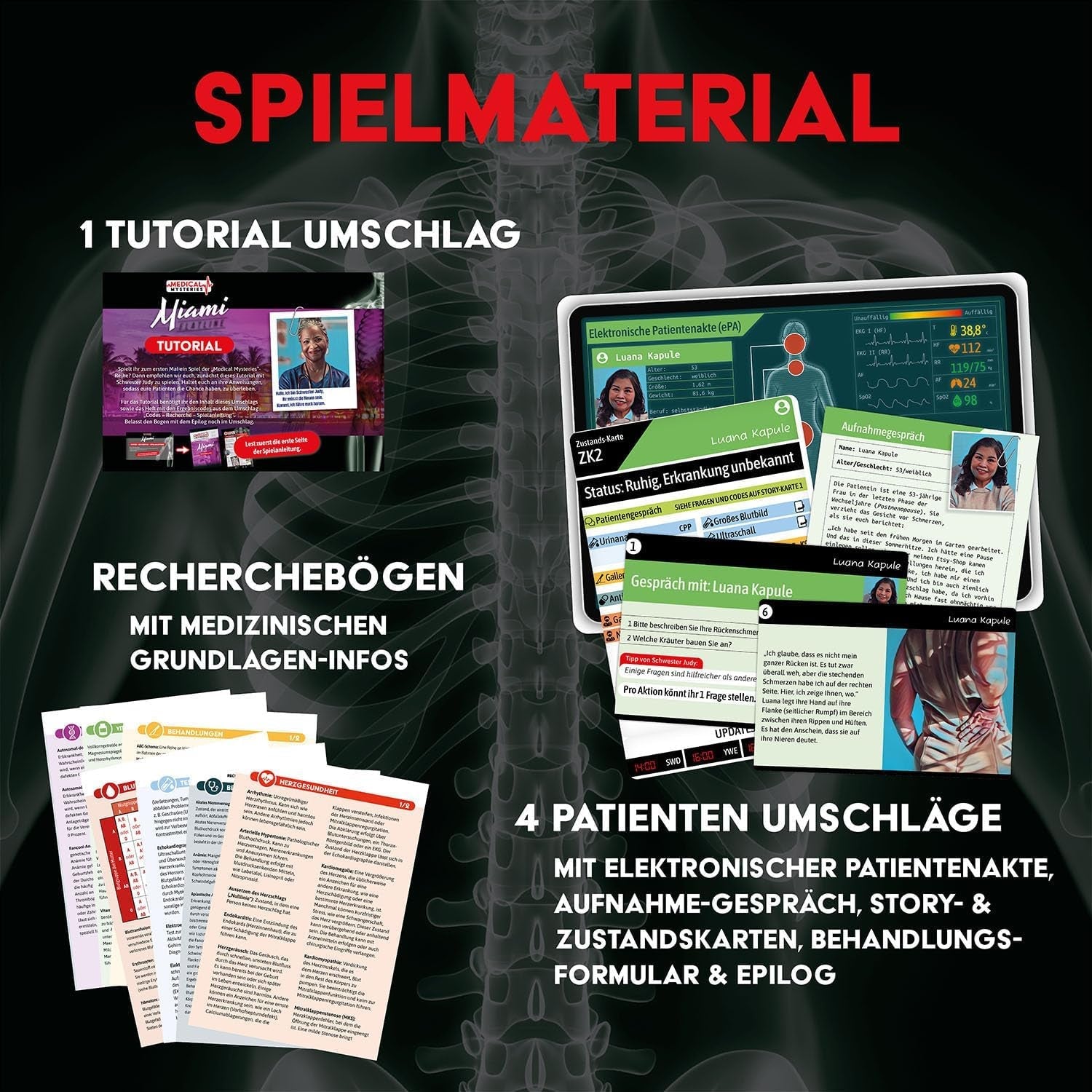 KOSMOS 684426 Medical Mysteries - Miami, joc de rol cooperativ cu cadru medical, Medical Crime Files, joc de societate pentru vârste de 16 ani și peste