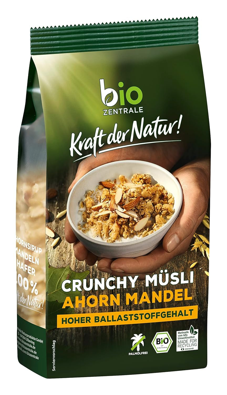 Křupavé müsli s lesním ovocem Biozentrale | 375 g bio müsli | Ideální na snídani a šálek müsli s sebou | Alternativa k müsli tyčinkám