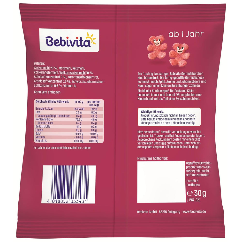 Cereální medvídci se superovocem (9 x 30g) – přesnídávky pro děti od 1 roku, slazené pouze ovocem, ideální zábava pro celou rodinu