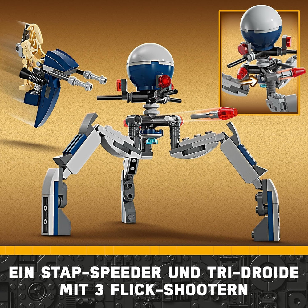 LEGO Star Wars 75372 klonový voják a bitevní balíček bitevního droida, vč. 4 minifigurky, 5 droidů a motorka speeder se střílečkou - Stavebnice pro chlapce a dívky ve věku od 7 let Stavebnice Besuche den LEGO-Store