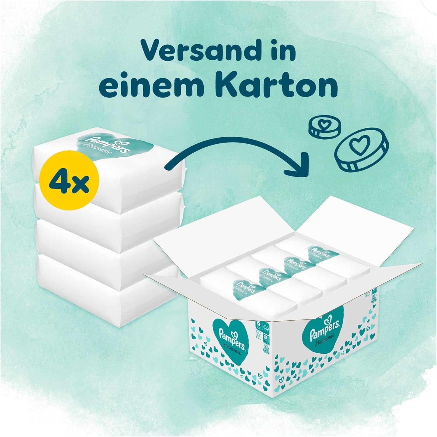 Plenky Pampers Harmony velikost 6, 144 plen, 13kg+, Jemná ochrana pokožky se 100% ochranou Pampers