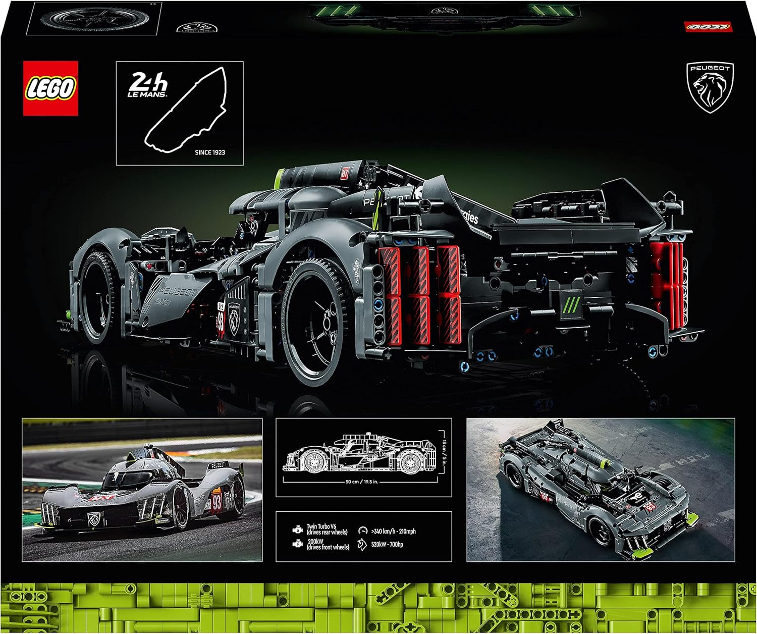 LEGO 42156 Technic Peugeot 9X8 24H Hybridní hypercar Le Mans Legendární sada závodního auta pro dospělé Modely aut v měřítku 1:10 Sběratelské auto pro pokročilé hráče Stavebnice Besuche den LEGO-Store