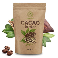 Kakaové máslo - 250 g - Theobroma Cacao - Surové kakaové máslo - Kakaové máslo in Stücken - Kaltgepresst - Unraffiniert - Rein und Naturlich - für Speisen und Hautpflege - Kakaové máslo