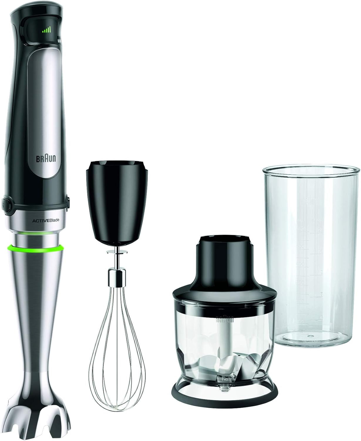 Braun Homehold Hogar Multiquick 7 Mixer, Spritzschutz, Spülmaschinenfest, Bpa-Frei, 600 Ml, Zerkleinerer 500 Ml, Eisklinge, MQ 7035XBI, 1000 W, Schwarz, MQ7035XBI Kuchyně Naty Shop Modell 72 | 3 Příslušenství
