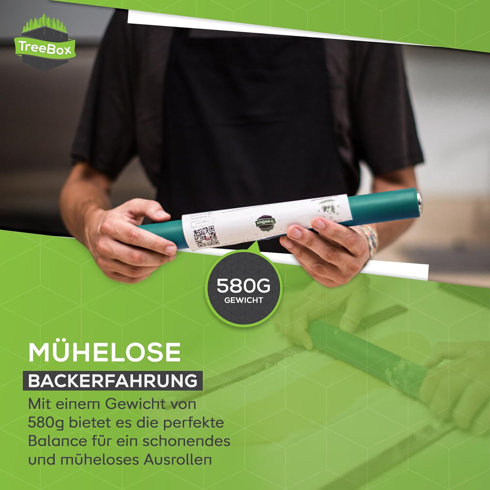 Nudelholz - Teigroller aus Silikon und Edelstahl - Modernes Nudelholz bez Griffe mit Antihaftwirkung, Fondant und Teig im Handumdrehen ausrollen, Backutensilien