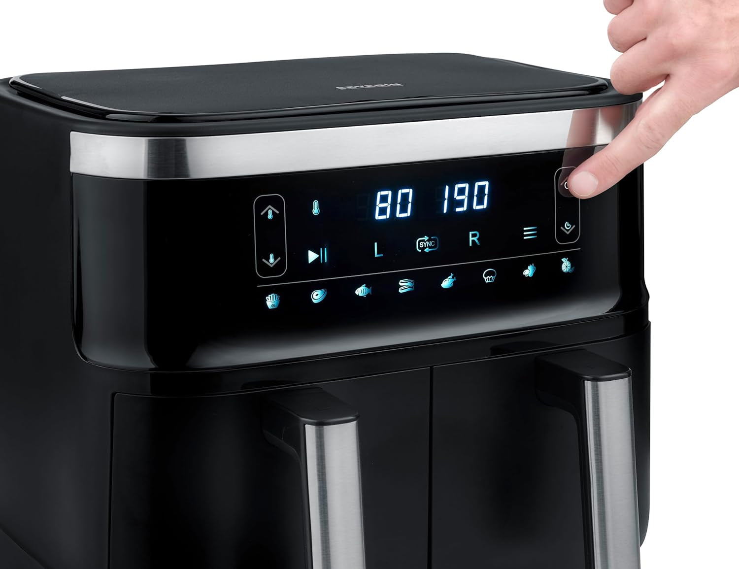 SEVERIN Dvojitá horkovzdušná fritéza s varnou komorou 2 X 3,8 l, 8 automatických programů Spotřebiče Naty Shop