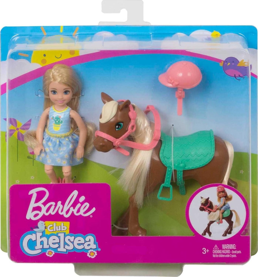 Barbie GHV78 - Club Chelsea Playset cu păpușă și cal, aprox. 15 cm, blondă, cu modă și accesorii, jucărie cadou pentru copii de la 3 la 7 ani Papusi Naty Shop