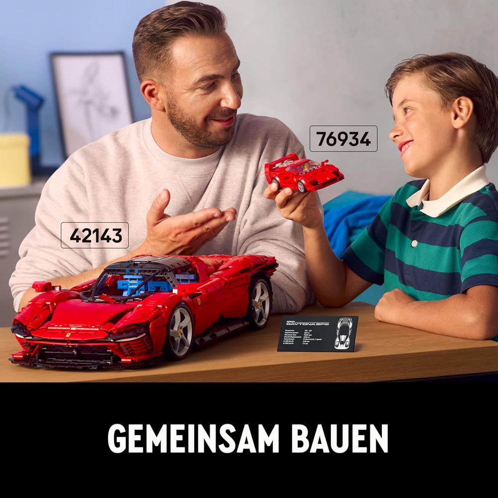 Stavebnice LEGO Technic Ferrari Daytona SP3 v měřítku 1:8, červený supersportovní vůz, rozšířený sběratelský předmět modelu auta, konečný koncept auta 42143 Stavebnice Besuche den LEGO-Store