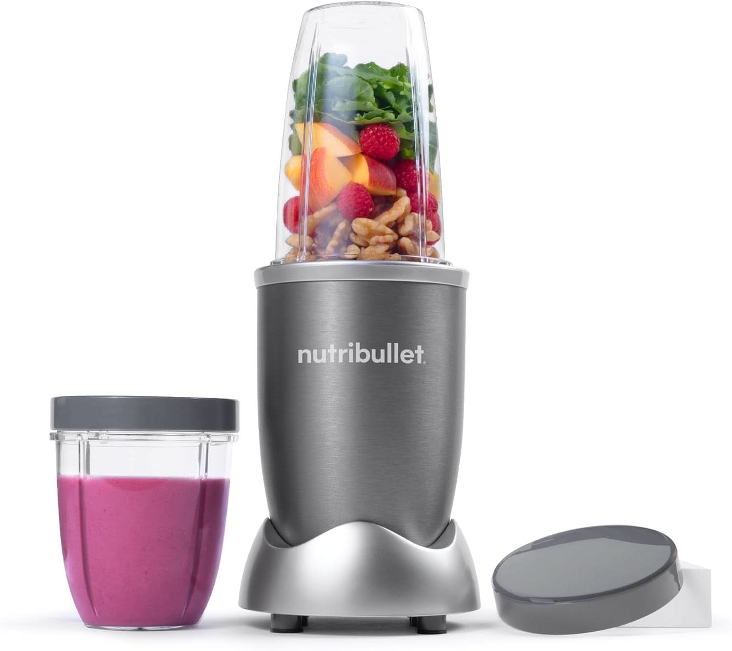 Nutribullet Original, Elektrischer Mixer, Zerkleinerer, Smoothiemixer, Smoothie Maker, 600 W Leistung, Einfach Und Schnell in Der Anwendung, Kompakt, Leicht Zu Reinigen, NB603DG Bucatarie Naty Shop Grauör Verpackung Mit Zubeh
