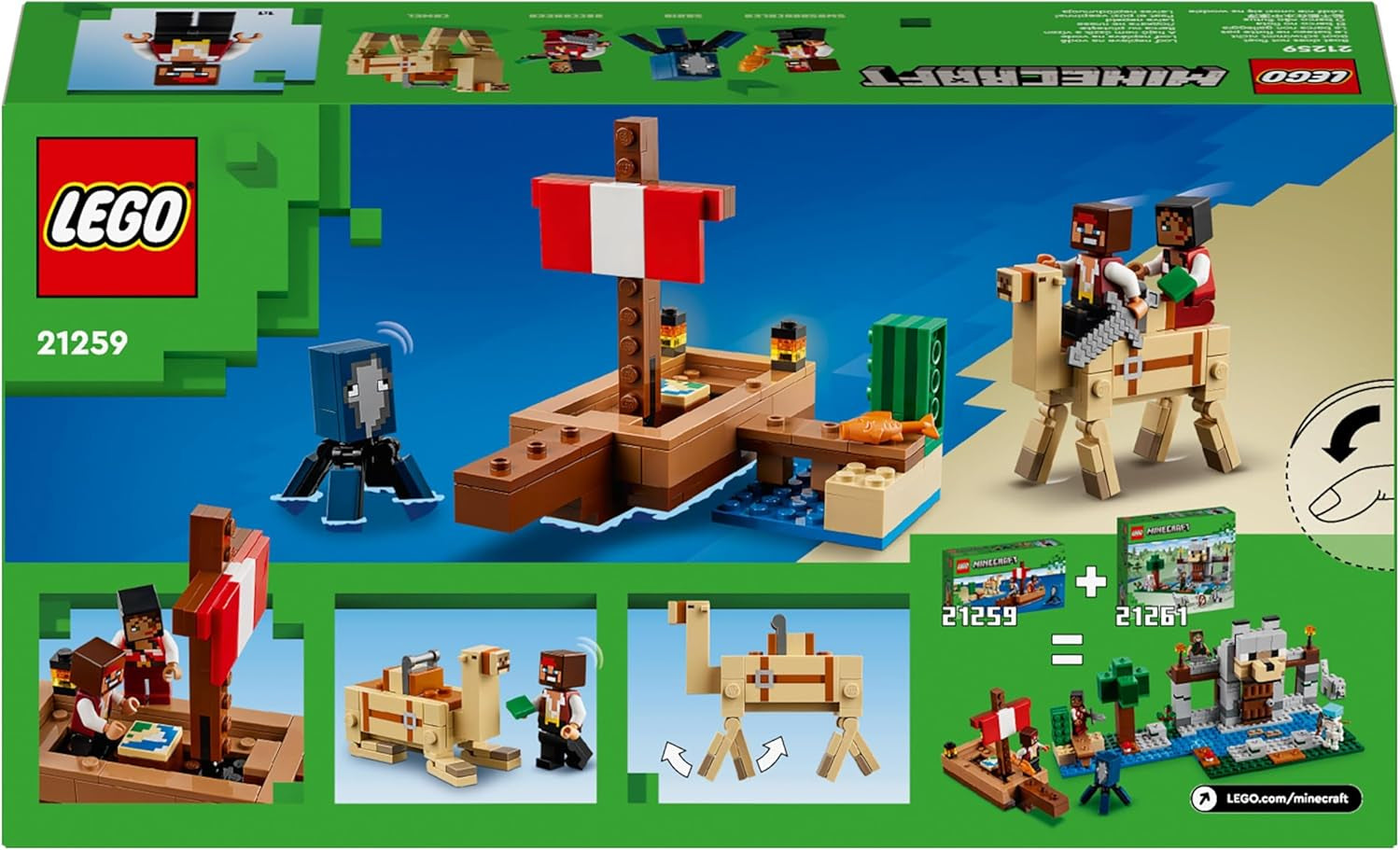 LEGO Minecraft Plavba pirátskou lodí Oliheň a velbloud Postava piráta Hračka na stavbu lodi Dárek pro chlapce a dívky 8 let 21259 Stavebnice Besuche den LEGO-Store