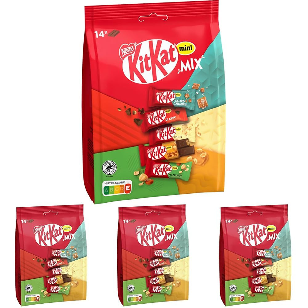 Nestlé Mini Mix čokoládové tyčinky Pět lahodných příchutí 14 tyčinek 4 balení (1 sáček x 197,4 g)