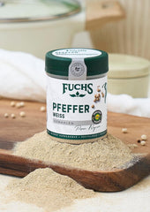 Fuchs Gewürze - Pfeffer weiß gemahlen - Pfeffer aus dem Amazonasgebiet, für helle Saucen, Fisch oder Suppen - přírodní ingredience - 60 g v wiederverwendbarer, recyclebarer Dávka