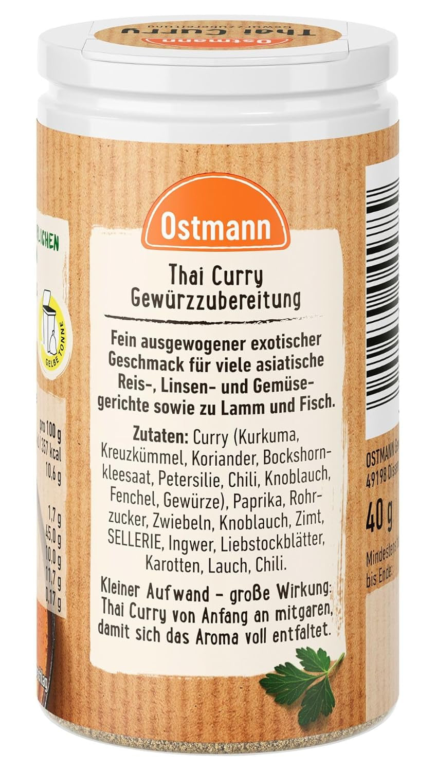 Ostmann Gewürze - Thai Curry Gewürzzubereitung | Nachfüllbare & recyklovatelné balení | 40 g v Der Streudose