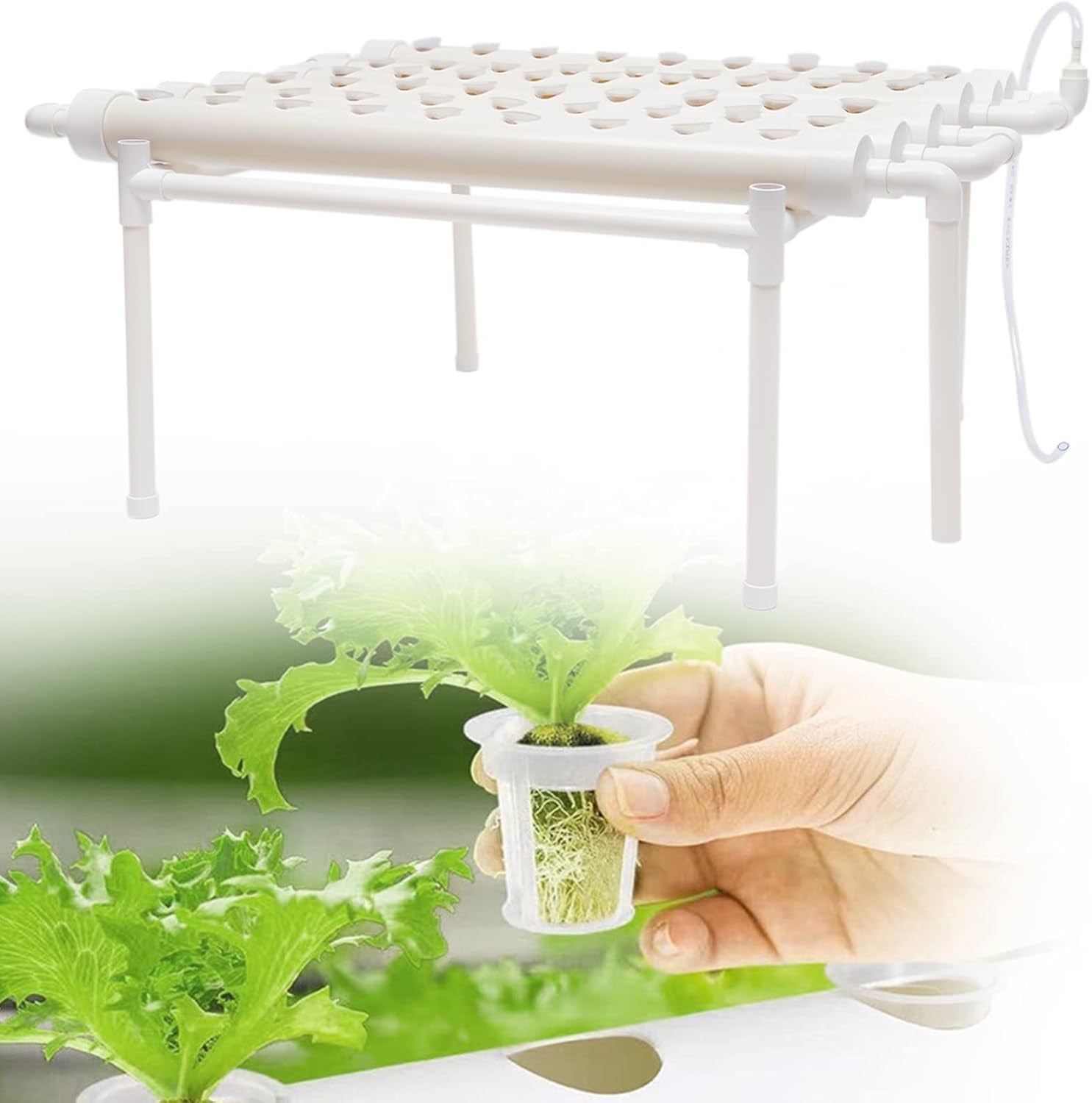 Hydroponische Systeme Grow Set Hydrokultur Rostlinná zelenina Hydroponické Pflanzen BewäSserung Systém Garten Kit Garden Tool Pflanze Sites Pěstování hydroponie Hydroponisches Anzuchtsystem 54LöCher 6Rohr