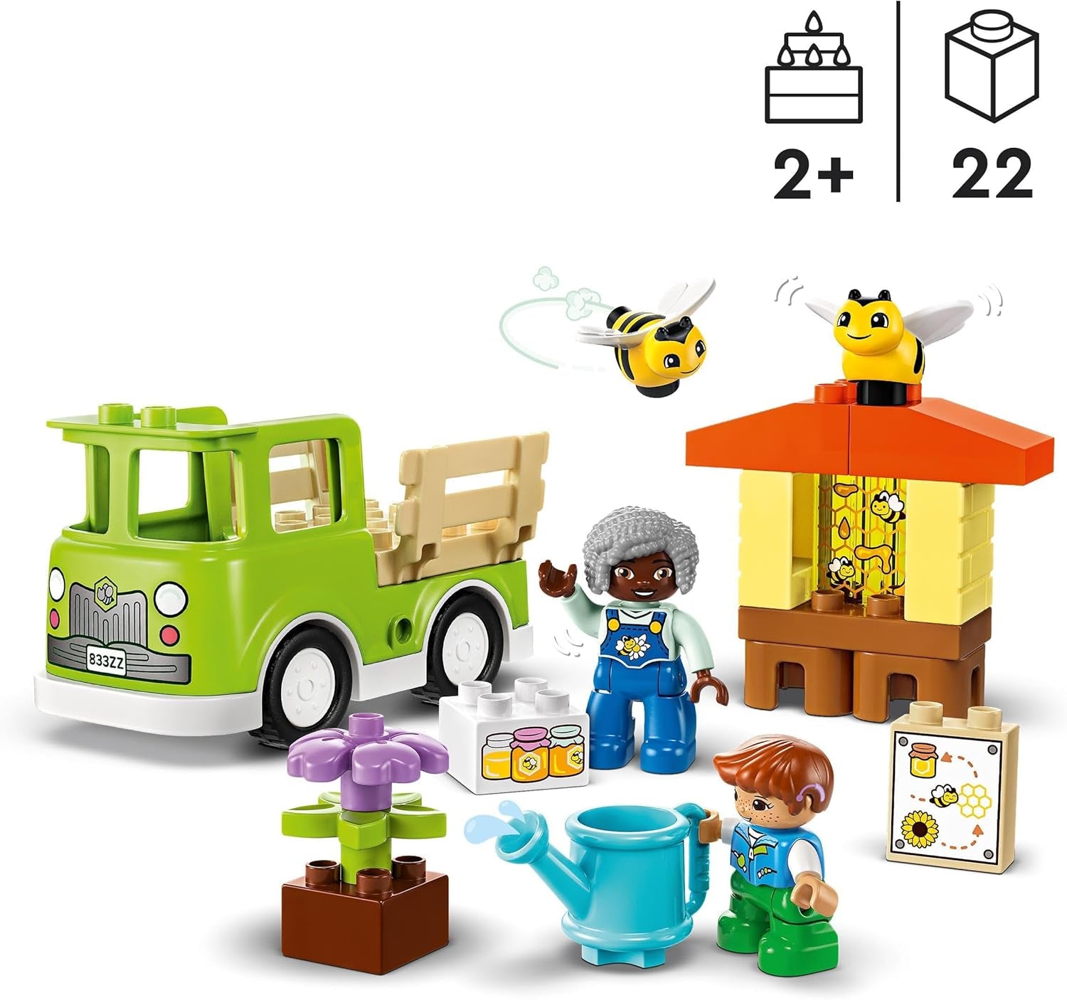 LEGO DUPLO Městské včelaření a úly, vzdělávací hračka pro batolata se 2 figurkami a pojízdným vozíkem, sada na stavění a přestavování, hračka pro batolata od 2 let 10419 stavebnice Besuche den LEGO-Store