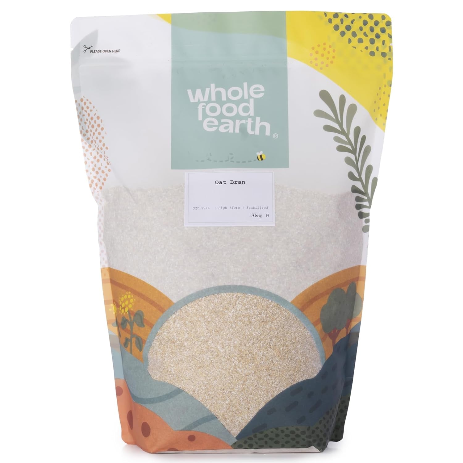 Wholefood Earth stabilizované ovesné otruby 2 kg | Bez GMO | Bohaté na vlákninu