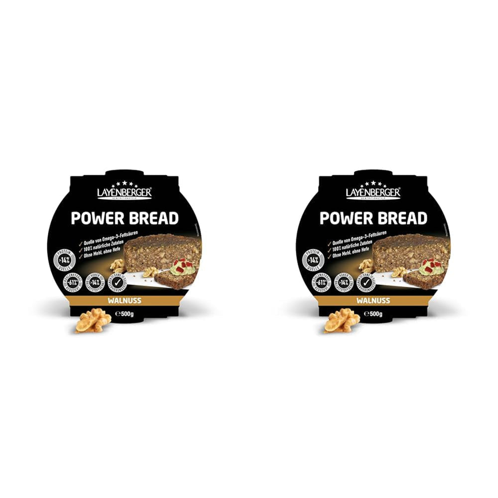 Layenberger Prower Bread Walnut, Eiweiß- Und Ballaststoffquelle, Ohne Konservierungsmittel, Ohne Hefe, Ohne Mehl, Mit 14G Protein Pro 100G, (1 X 500G) Směs na pečení a vaření Naty Shop 500 G (2Er Pack) Vlašský ořech