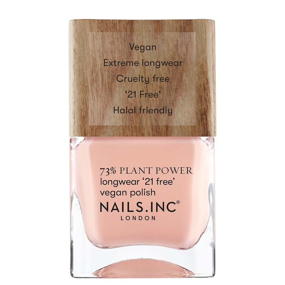 Nails Inc – ZÁŘIVÉ NĚKDE Plant Power Veganský lak na nehty – 73 % rostlinný, 100 % veganský a bez krutosti – perfektní manikúra, perleťová perla – pro ekologicky šetrné nail art
