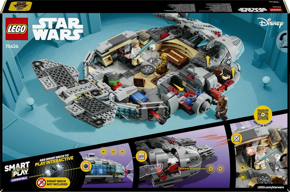 LEGO Star Wars 75426 SMART Play: Millennium Falke Modell - Kompatibilní Interaktives Spielzeug inkl. 4 SMART štítky a 4 minifigurky – nápady na dárky pro chlapce a dívky od 9 let a dospělé fanoušky