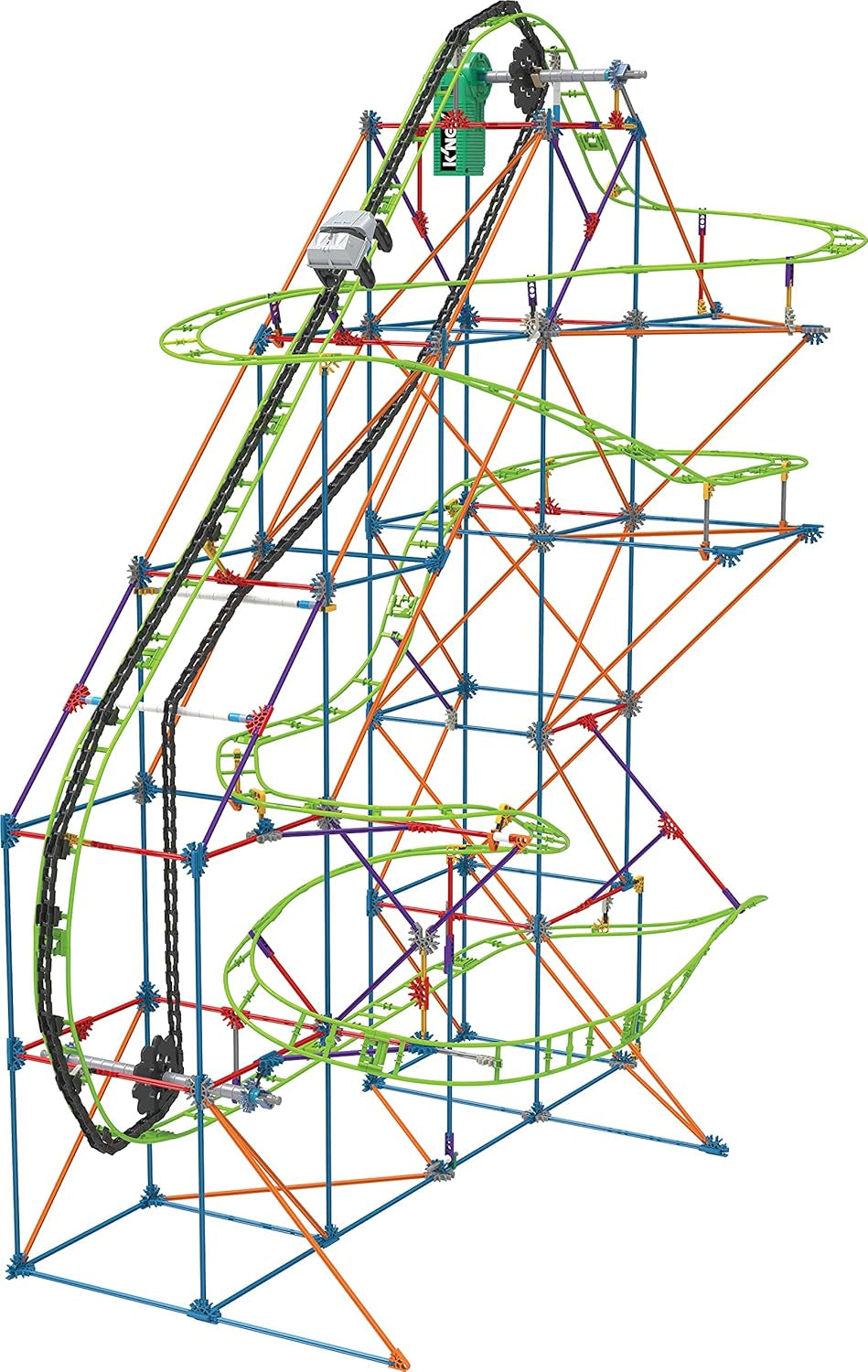 Horská dráha K'NEX 51438 Typhoon Frenzy, model 2 v 1, barevná stavebnice pro chlapce a dívky, 19 nožní hračka, 640dílná dětská stavebnice pro děti od 9 let