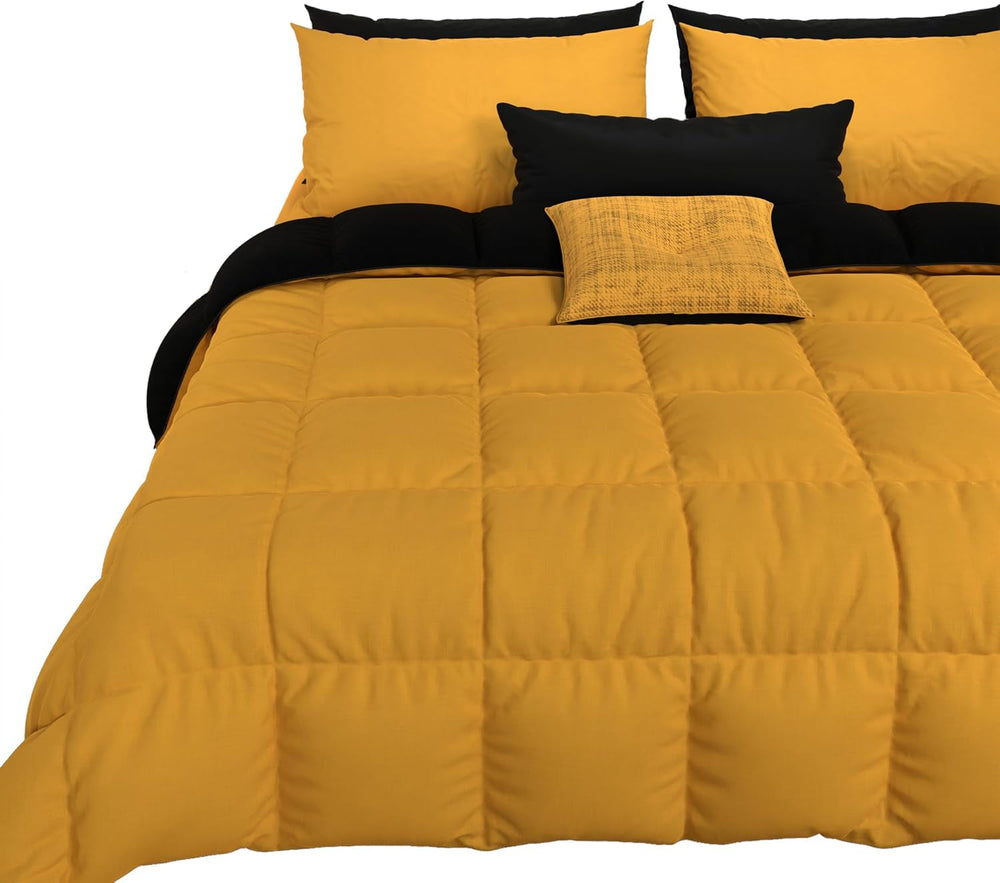 PETTI Artigiani Italiani - Cuvertură de iarnă pentru pat dublu, maxi, monocoloră, față-verso, alb, gri, 100% Made in Italy