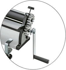 DKN Stroj na těsto na pizzu s ruční klikou, 48,8 cm, Stroj na nudle, Teigfolie s Anti-Haft Rolls a Dicken Control – Konstrukce z masivního Stahl und Aluminium