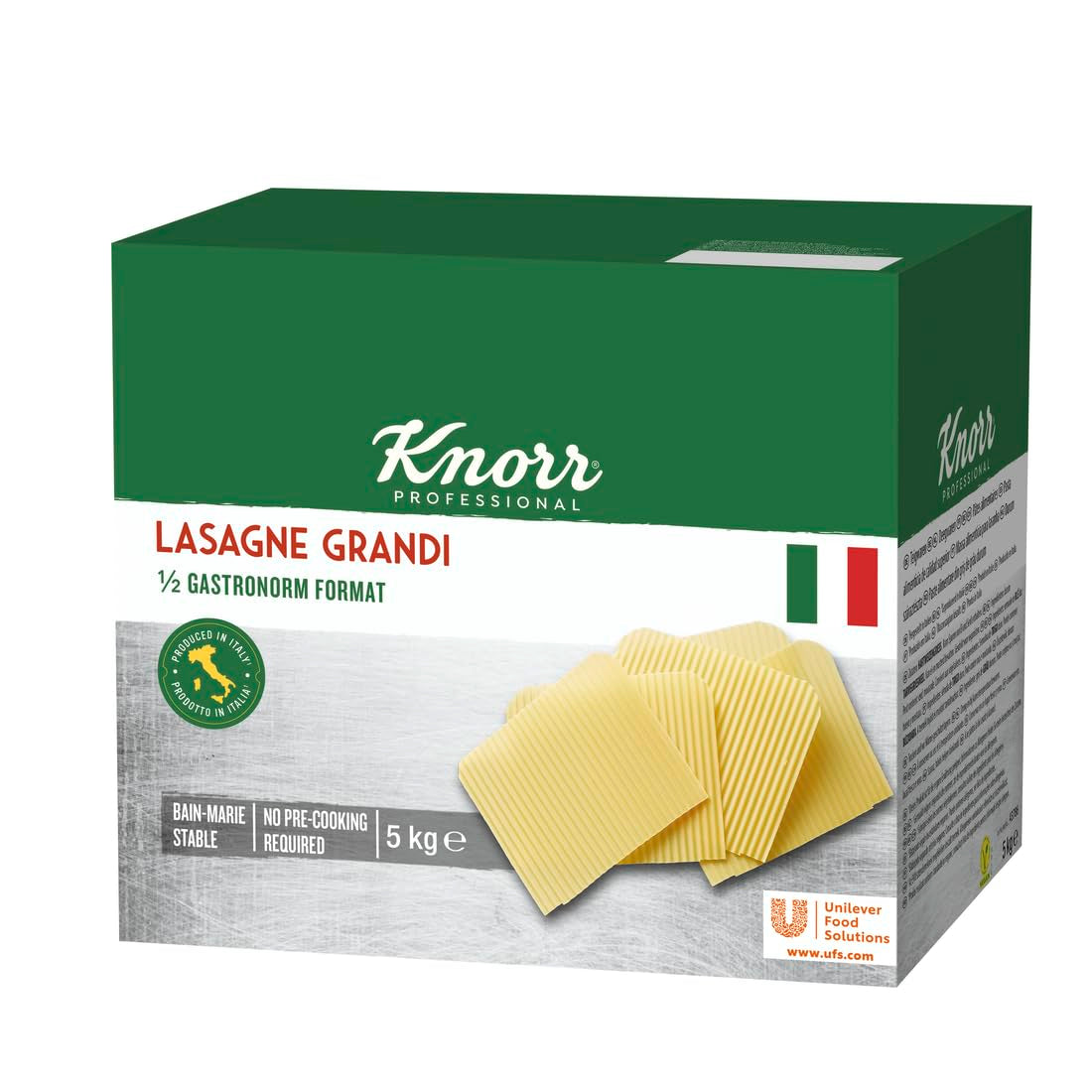 Lasagne Grandi Knorr 1/2 velikost Gastronorm - pláty z vlnitého těsta na těstoviny - velké balení, 5000 g