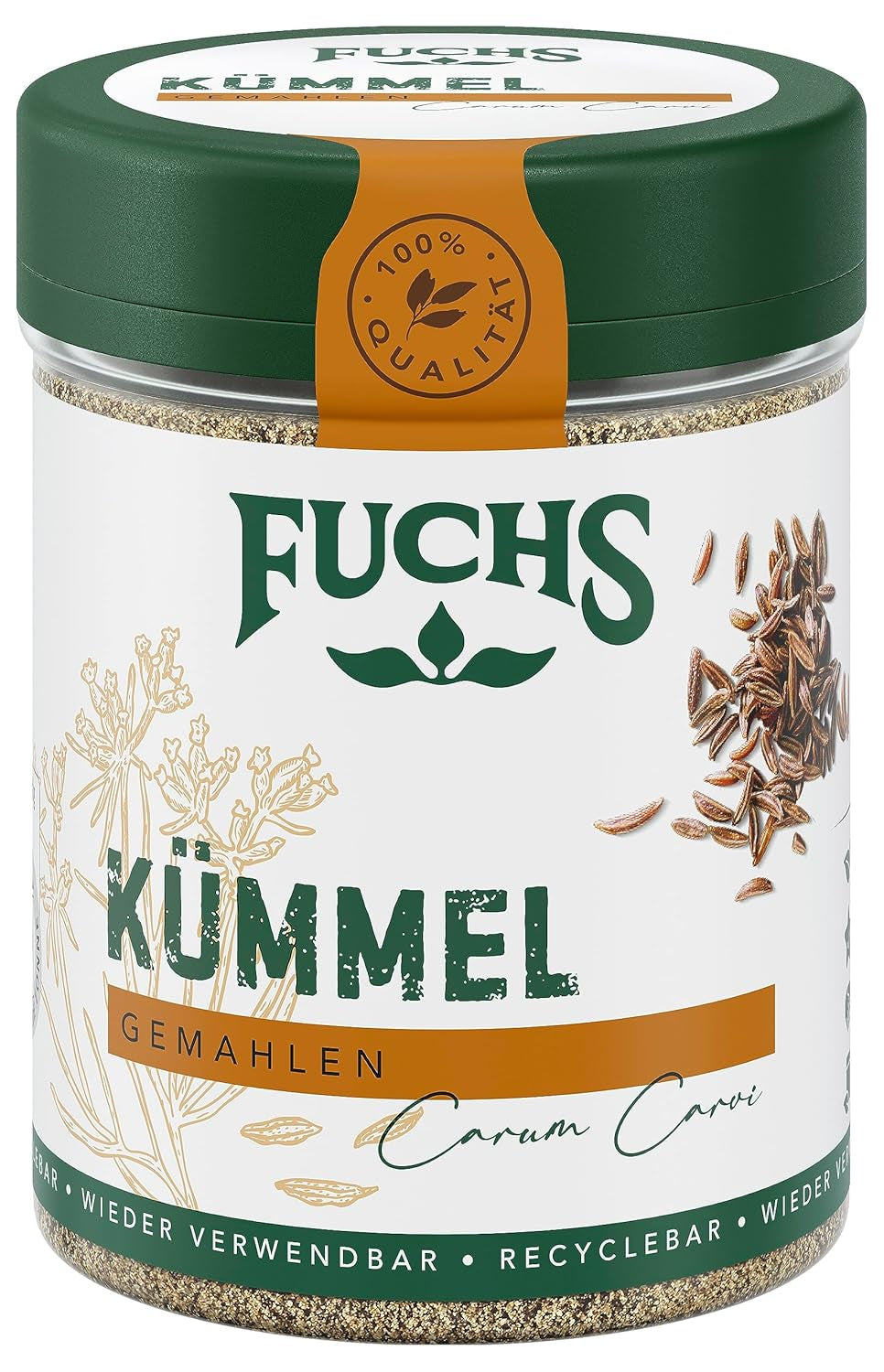 Fuchs Gewürze - Kümmel gemahlen - klassisches Gewürze für daftige Gerichte wie Chili con Carne - přírodní složky - 55 g v wiederverwendbarer, recyclebarer Dávka