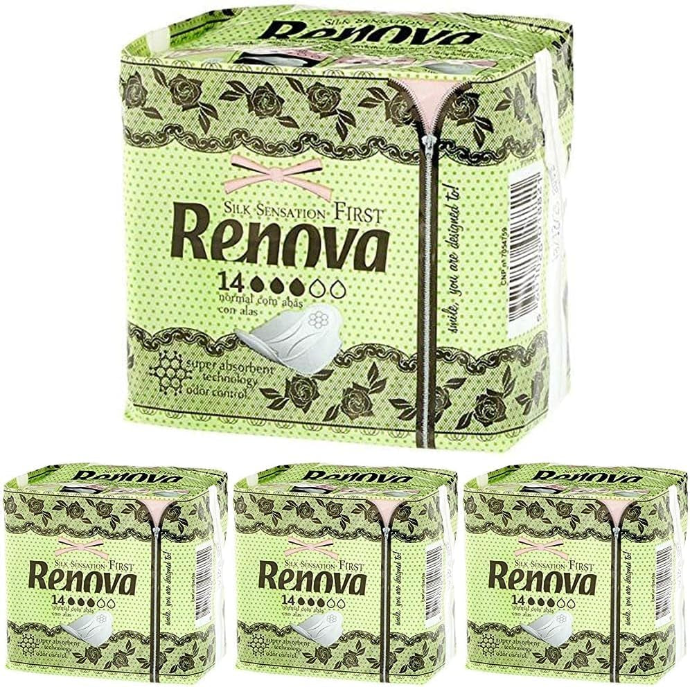 Renova Primele Comprese Normale Cu Aripi | 14 Comprese | Ultra Subțiri Și Super Absorbante