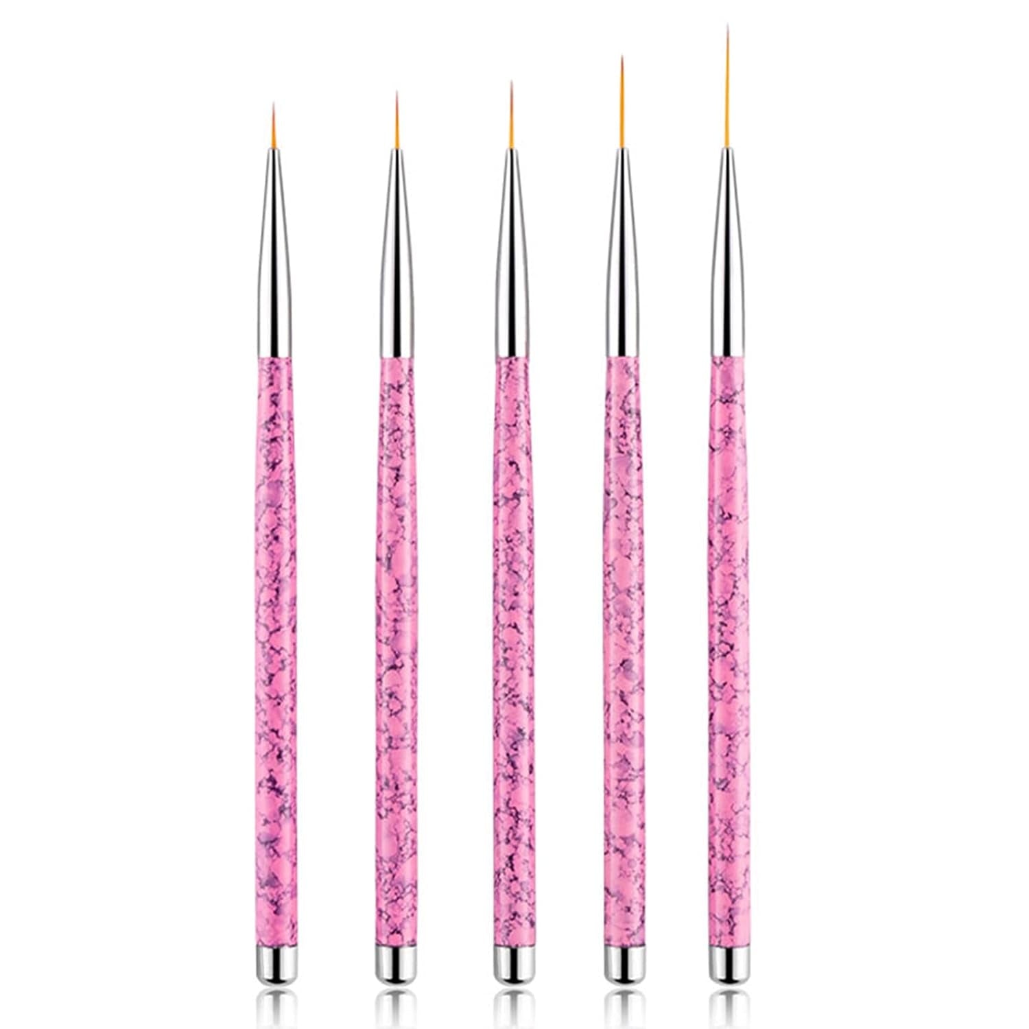Sularpek Nail Art Liner Pinsel, 5 Stück Profi Detail Fine Nails Gel Nails Brush, Nagel Pinsel Dünn Für Beauty Frauen Nagelstudio (5 Größen, Rosa)