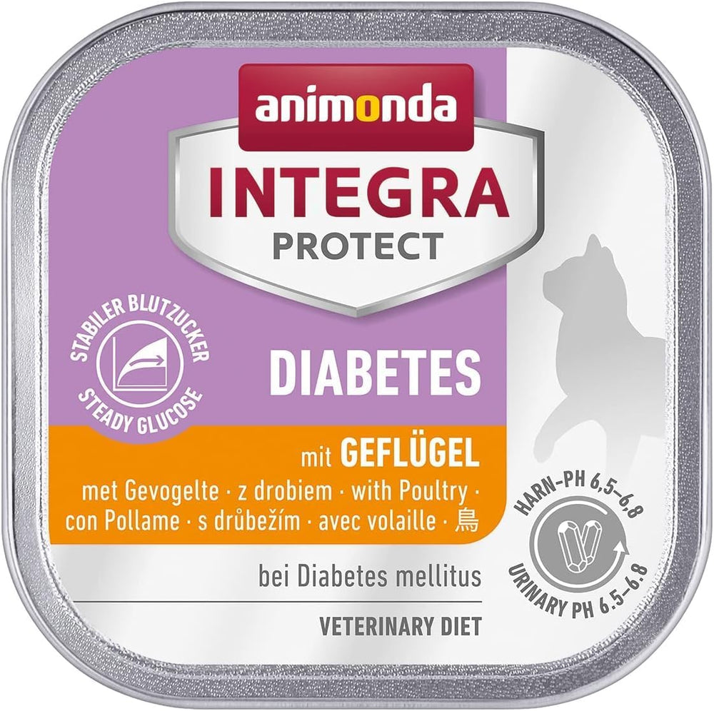 animonda INTEGRA PROTECT Diabetes cu Păsări de Curte (16 x 100 g), hrană umedă pentru pisici diabetice, hrană dietetică pentru pisici diabetice, hrană umedă fără zahăr