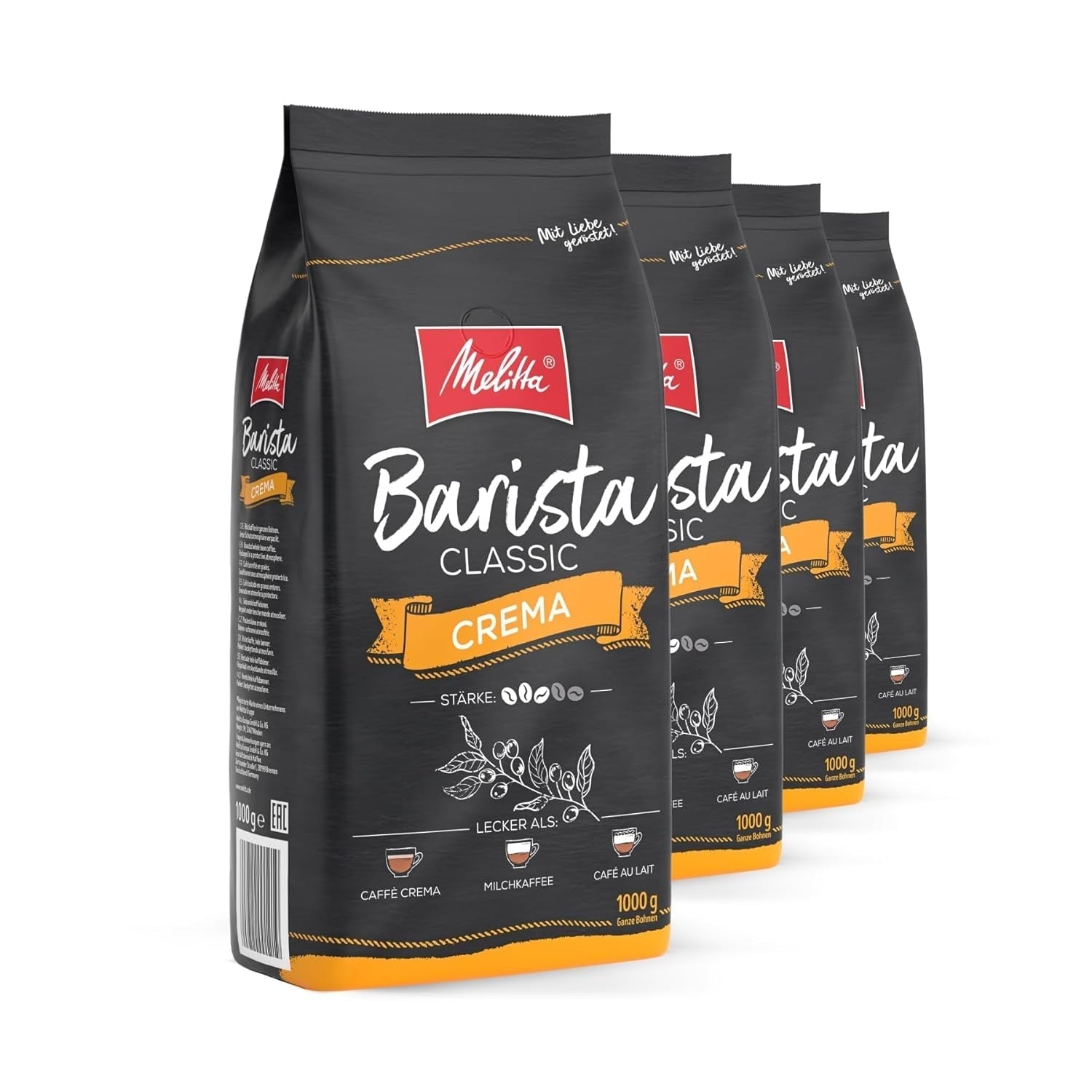 Melitta Barista Classic Espresso, Boabe de cafea întregi 1 kg Cafea Naty Shop 4 x 1 Kg Crema