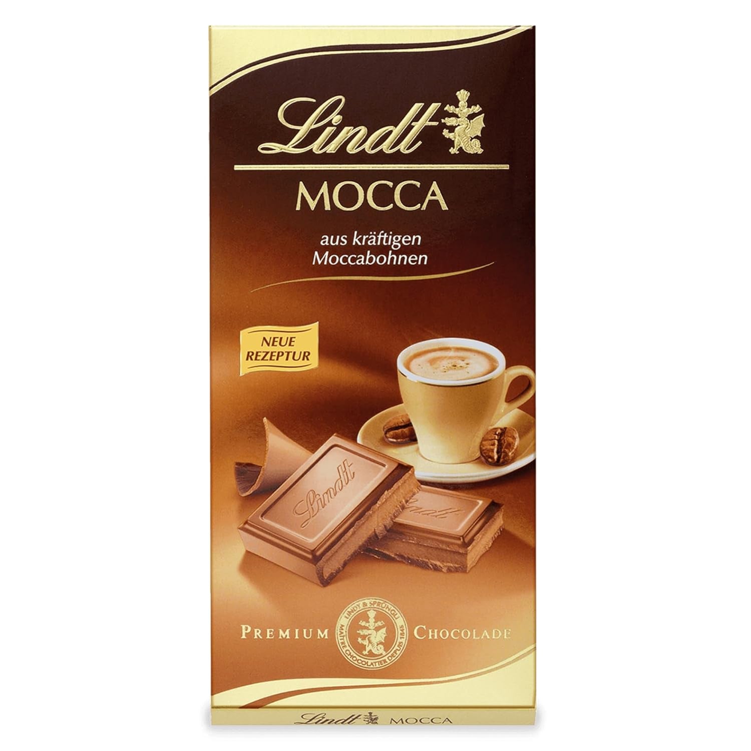 Lindt Mocha Chocolate | Tableta 100g | Mléčná čokoláda s bohatými moka fazolemi | Čokoládová tyčinka | Čokoládový dárek, 100g (balení 6 ks)