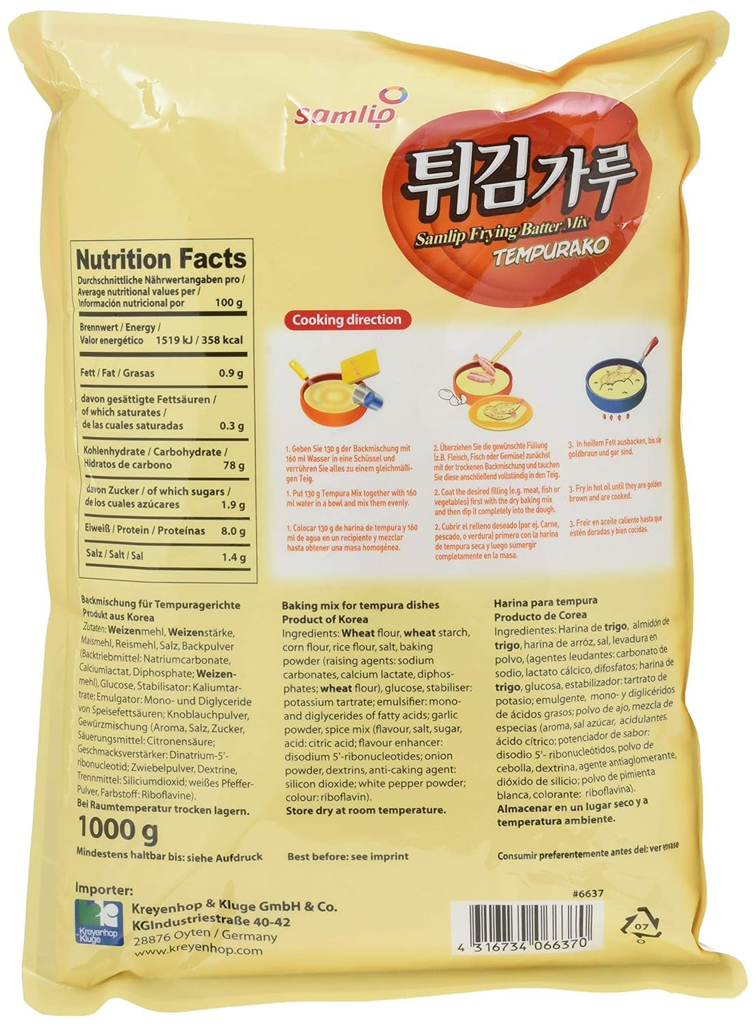 Backmischung Für Tempura Gerichte, 5Er Pack (5 X 1 Kg) Směs na pečení a vaření Naty Shop