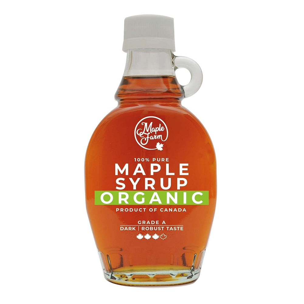 Maplefarm – čistý kanadský organický tmavý javorový sirup, třída A, tmavý, výrazná chuť – 250 ml Naty Shop sladidla 189 ml