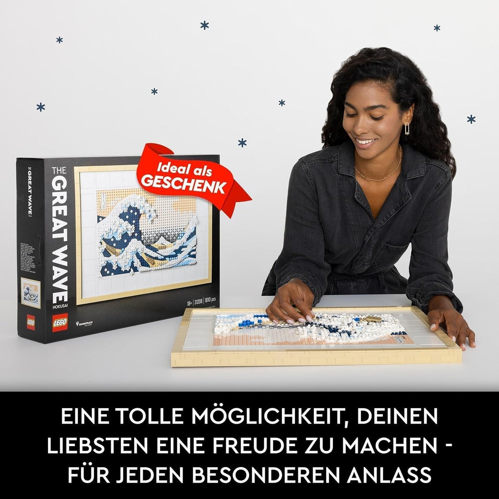 LEGO 31208 Art Hokusai - Marele val, decorațiuni de perete japoneze 3D, set de artizanat, pânză de ocean încadrată, hobby-uri pentru adulți, DYI, decorațiuni pentru casă și birou Seturi de constructie Besuche den LEGO-Store
