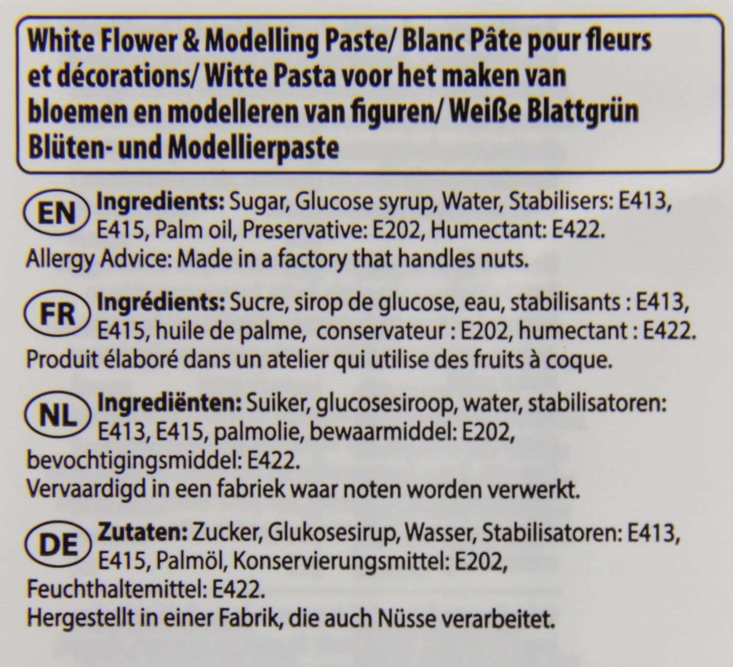 Flower & Modelling Paste White 250g - Pastă de modelare, perfectă pentru flori, flori, figuri și multe altele, pastă de zahăr comestibilă - 250 g Pasta de zahar Naty Shop