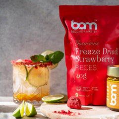 Fructe liofilizate BAM, 40 grame, fructe naturale, deserturi perfecte, aromă bogată (căpșuni) Produse deshidratate Naty Shop