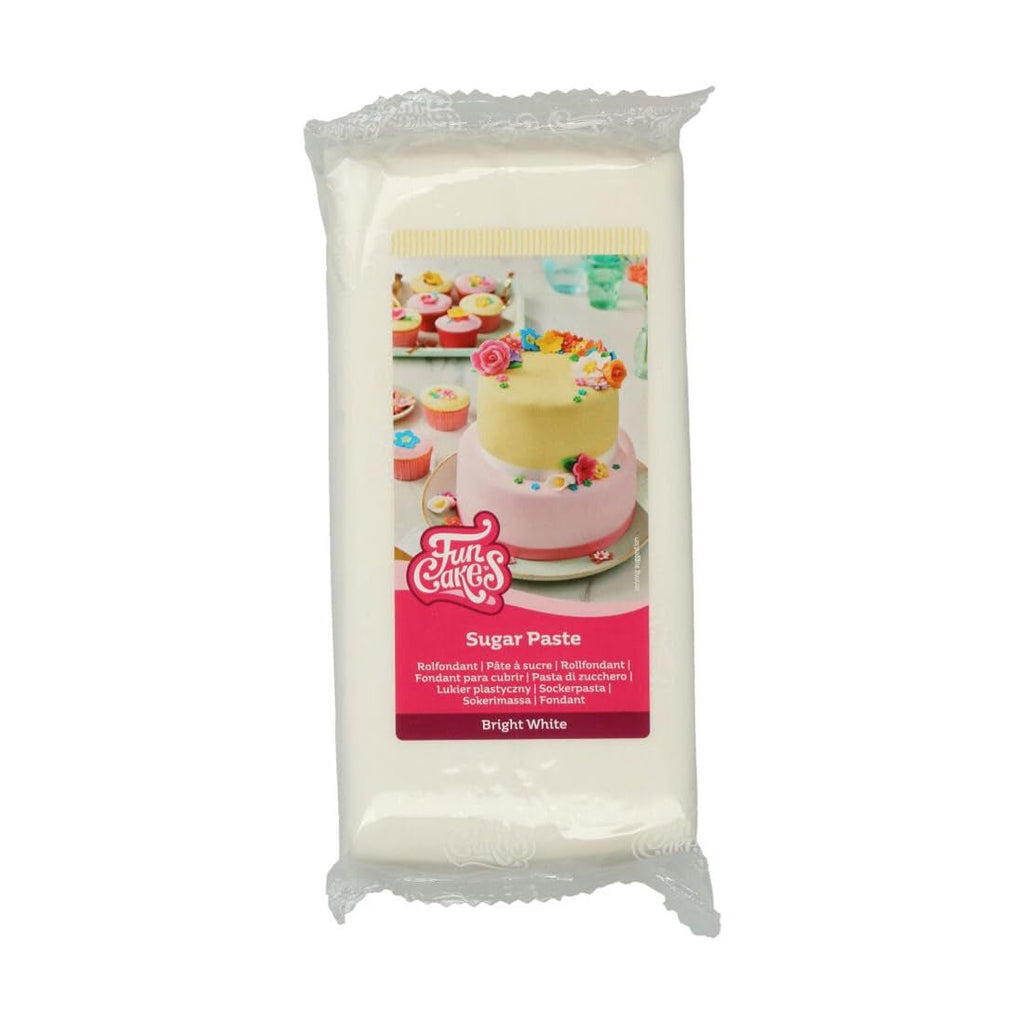 FunCakes Fondant laminat alb strălucitor: ușor de utilizat, neted, flexibil, moale și pliabil, perfect pentru decorarea prăjiturilor, halal, kosher și fără gluten. 1 kg Pasta de zahar Naty Shop Alb strălucitor 1 kg