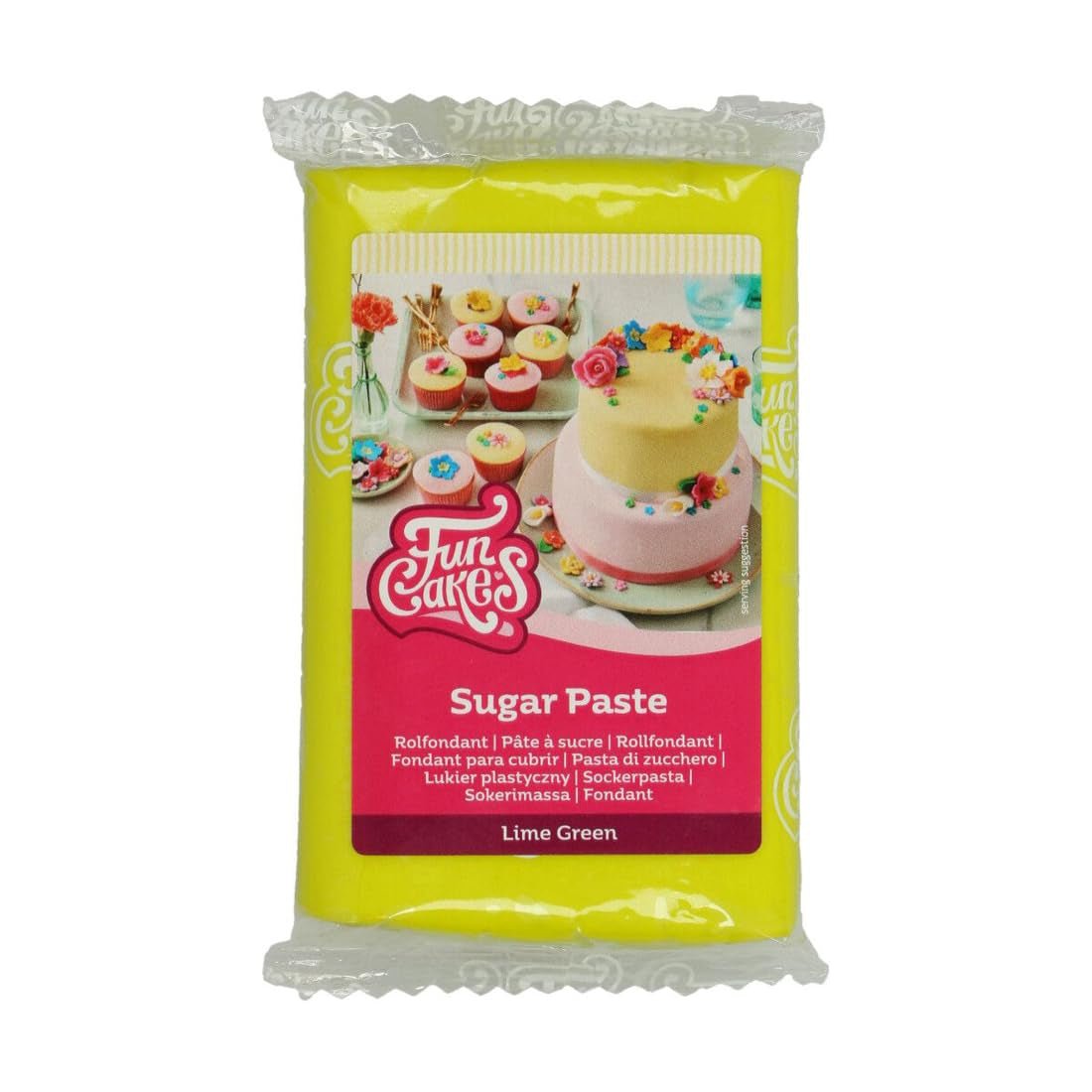FunCakes fondant rulat verde lime: Ușor de folosit, neted, flexibil, moale și pliabil, perfect pentru decorarea torturilor, halal, kosher și fără gluten, 250g Pasta de zahar Naty Shop Default Title