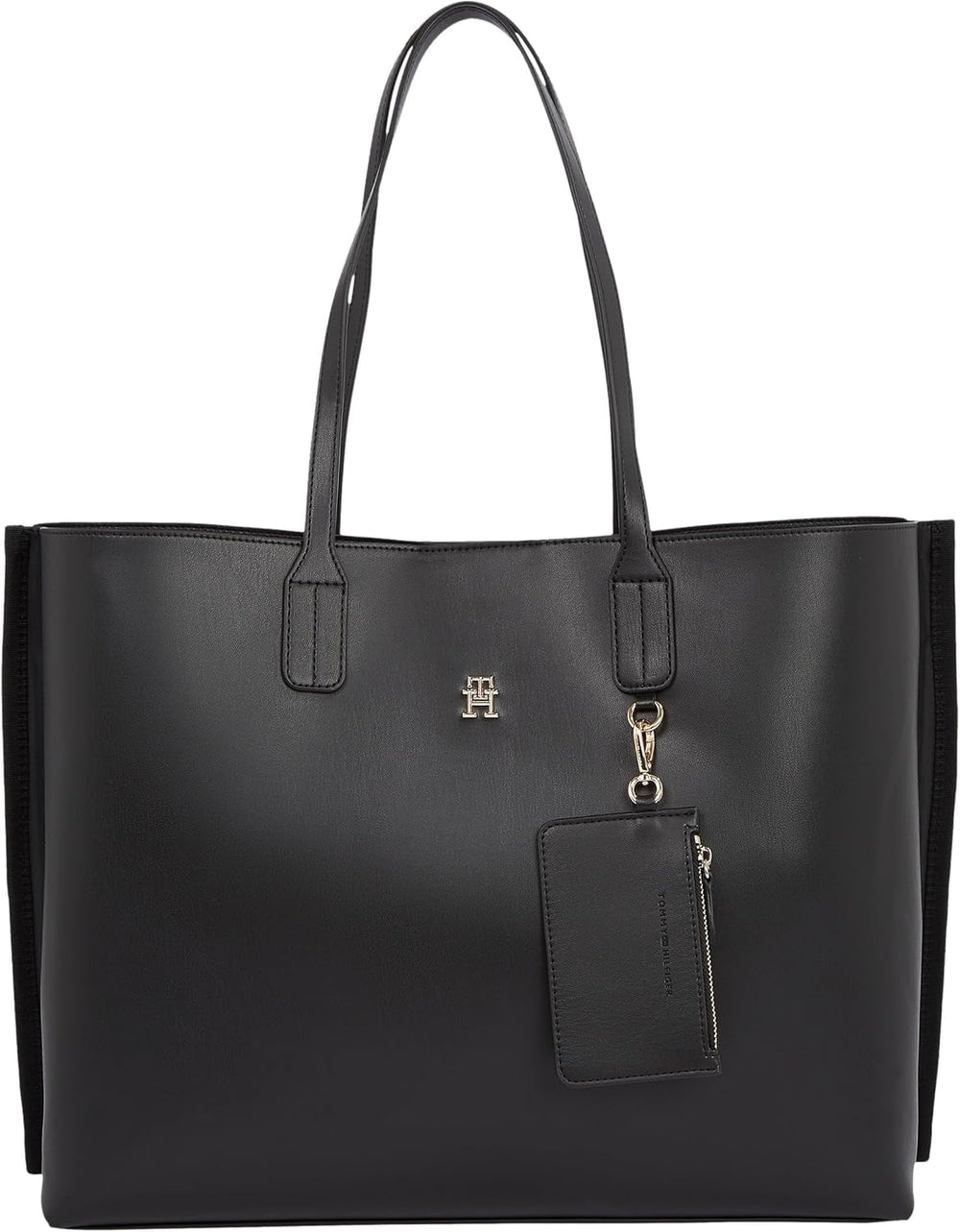 Geantă tote pentru femei Tommy Hilfiger Distinct cu fermoar, negru (Black), mărime naturală Genti Femei Naty Shop Titlu implicit