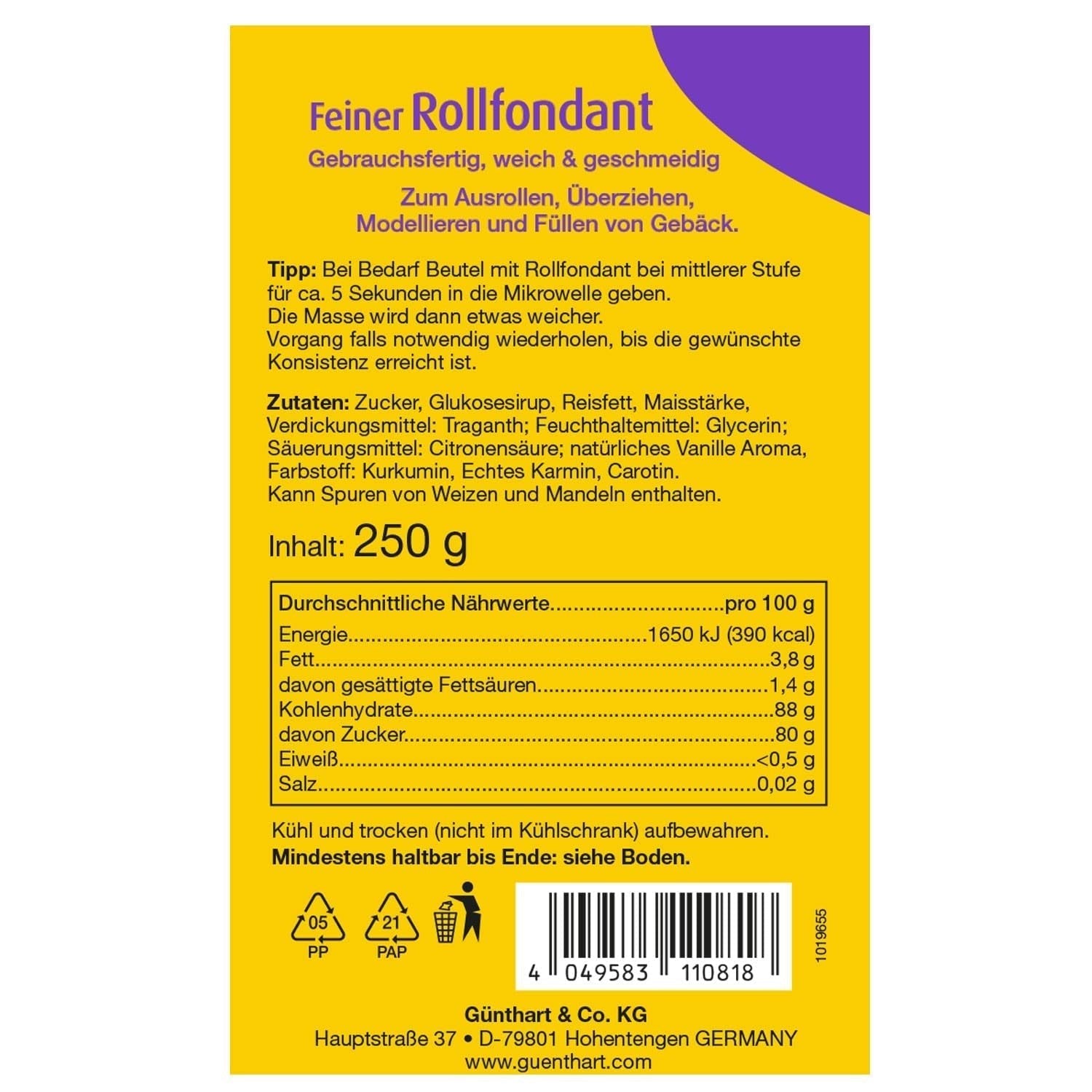 Günthart BackDecor 250 g fondant roșu, fără ulei de palmier, rezistent la rupere pentru acoperirea prăjiturilor și produselor de patiserie, potrivit pentru modelare, pachet de 2 (1 x 250 g) Pasta de zahar Naty Shop