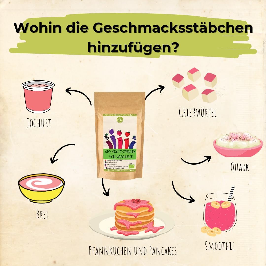 HELPA BIO pliculețe cu pulbere de fructe - arome fructate - fructe - căpșuni - zmeură - afine - prune - coacăze negre - 100% fructe liofilizate - alimente pentru copii Produse deshidratate Naty Shop