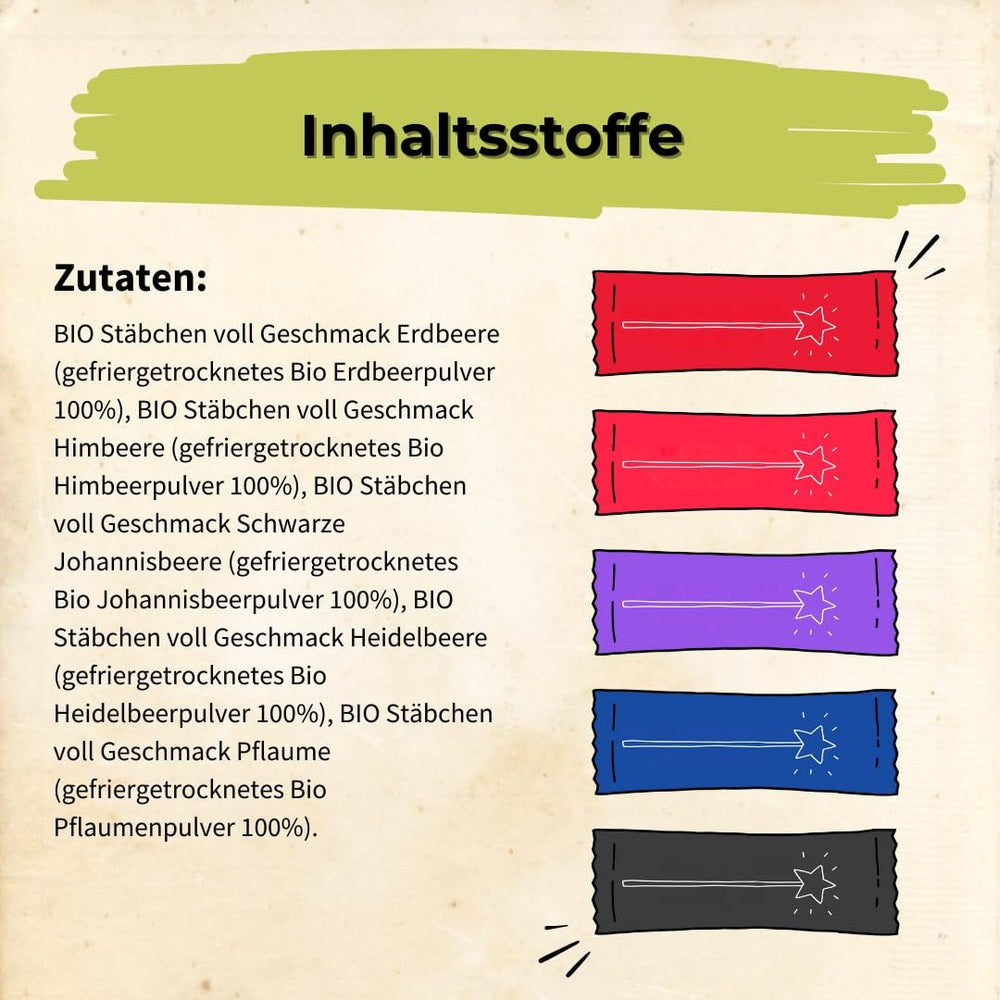 HELPA BIO pliculețe cu pulbere de fructe - arome fructate - fructe - căpșuni - zmeură - afine - prune - coacăze negre - 100% fructe liofilizate - alimente pentru copii Produse deshidratate Naty Shop
