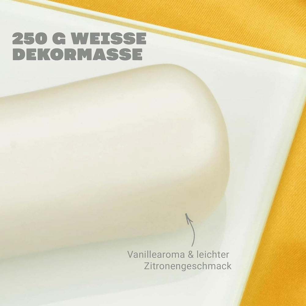 Massa Ticino Set 1x Fondant alb 250g și 1x Fondant negru 250g - Pastă de zahăr premium pentru prăjituri, roll fondant - Perfect pentru prăjituri, modelare și decorațiuni - Fondant pentru brutari profesioniști și amatori Pasta de zahar Naty Shop