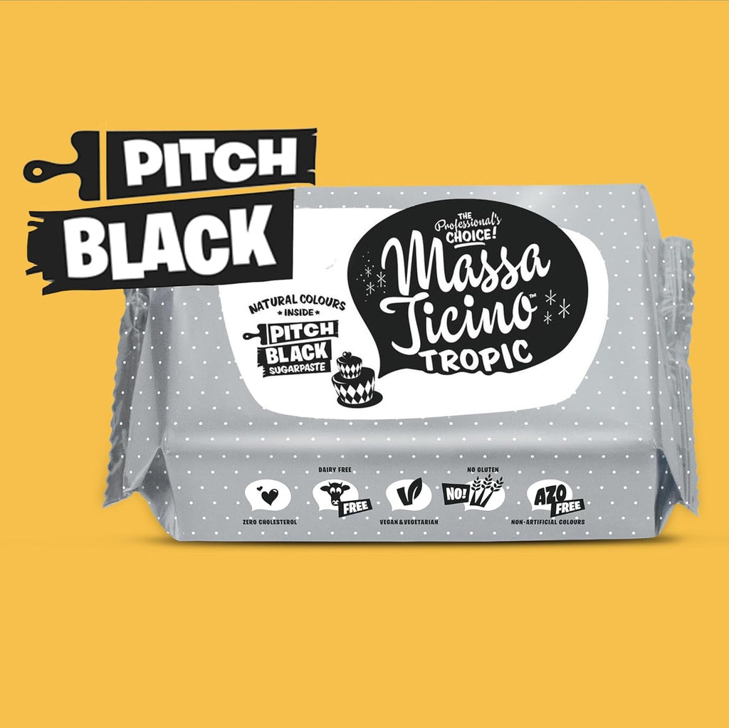 Massa Ticino Set 1x Fondant alb 250g și 1x Fondant negru 250g - Pastă de zahăr premium pentru prăjituri, roll fondant - Perfect pentru prăjituri, modelare și decorațiuni - Fondant pentru brutari profesioniști și amatori Pasta de zahar Naty Shop