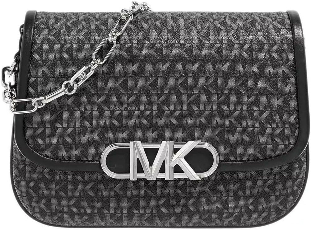 Michael Kors Ladies Parker Md Saddle Msgr Bag Genti Femei Naty Shop Blk/Opticwht