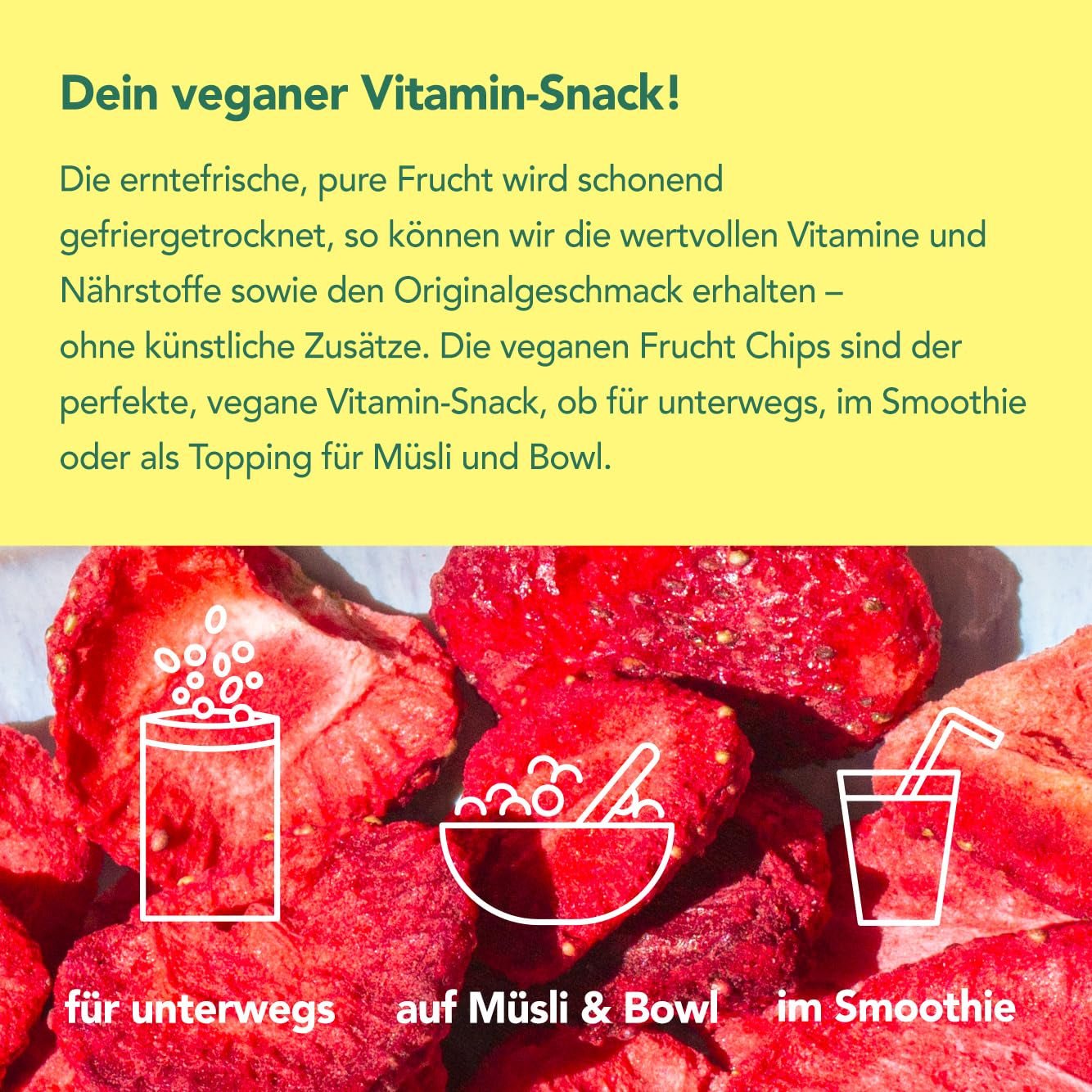 Mono chipsuri liofilizate - 300g chipsuri de căpșuni din căpșuni 100% naturale - fructe tropicale uscate - fructe uscate de căpșuni - gustare pentru muesli și deserturi - chipsuri de căpșuni Produse deshidratate Naty Shop