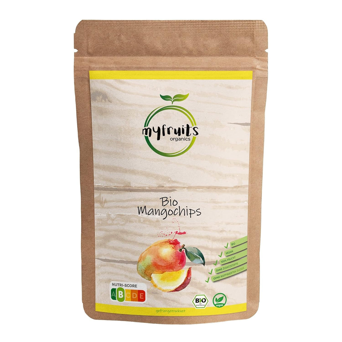 myfruits mango organic, fructe liofilizate, 300g, chipsuri de fructe, fără aditivi, 100% mango, fructe liofilizate și uscate pentru muesli sau gustări... Produse deshidratate Naty Shop 300 G (1 pachet)